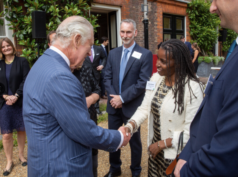 Trustee Shola Arewa meeting King Charles in 2023